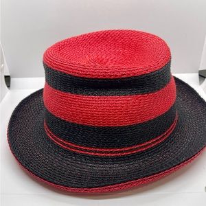 NEW Red and black straw hat